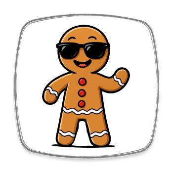 Gingerbread Mann mit Sonnenbrillen - Viereckiger Kühlschrankmagnet - Weiß - Vorne