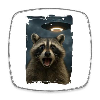 Waschbär Raccoon UFO Alien Weirdcore Aesthetic - Square fridge magnet - white - Front