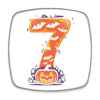 Spooky Halloween 7 Design with Pumpkin and Bats - Square fridge magnet - white - Front