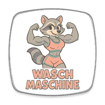 Washing Machine Raccoon Woman Funny Gym Gift - Square fridge magnet - white - Front