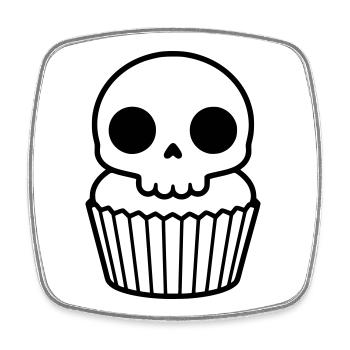 Spooky Cupcake | Halloween Skull - Square fridge magnet - white - Front