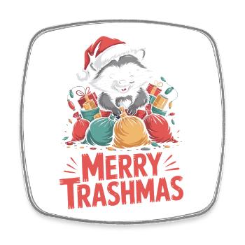 Merry Trashmas raton laveur Noël Humour Design - Magnet carré - blanc - Devant