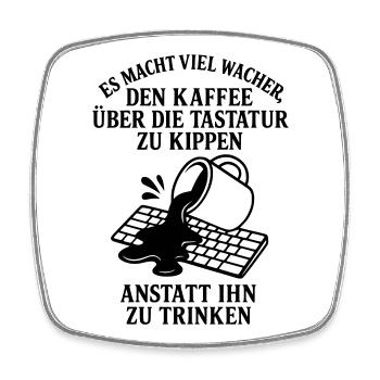 kaffee tastatur wachmacher - Viereckiger Kühlschrankmagnet - Weiß - Vorne