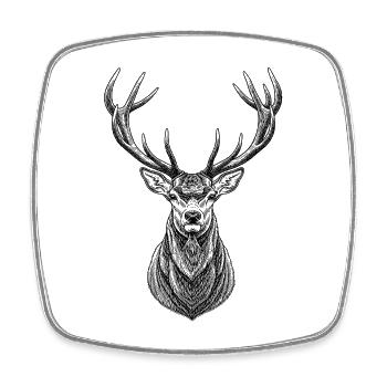 Hirsch Geweih | Jäger Wald & Natur Geschenk - Viereckiger Kühlschrankmagnet - Weiß - Vorne