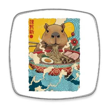 Capybara isst Ramen Nudeln - Viereckiger Kühlschrankmagnet - Weiß - Vorne
