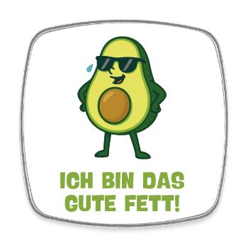 Avocado mit Sonnenbrille – Gutes Fett - Viereckiger Kühlschrankmagnet - Weiß - Vorne
