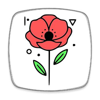 Poppy-Poppies-Minimalist-Line-Art-3 - Square fridge magnet - white - Front