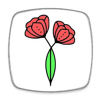 Poppy Poppies Minimalist Line Art 6 - Square fridge magnet - white - Front