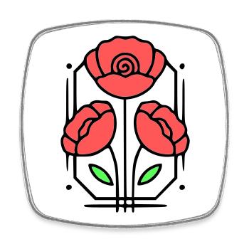 Poppy Poppies Minimalist Line Art 8 - Square fridge magnet - white - Front