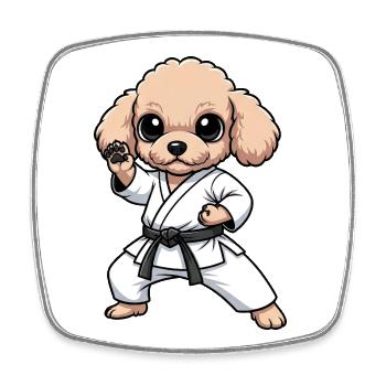 Karaté Caniche Chien Arts Martiaux Confiance en soi - Magnet carré - blanc - Devant