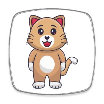 Cartoon cat - Square fridge magnet - white - Front