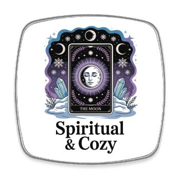 Conception de tarot de lune spirituelle et confortable - Magnet carré - blanc - Devant