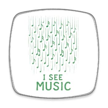 Je vois de la musique : une pluie de notes abstraites - Magnet carré - blanc - Devant