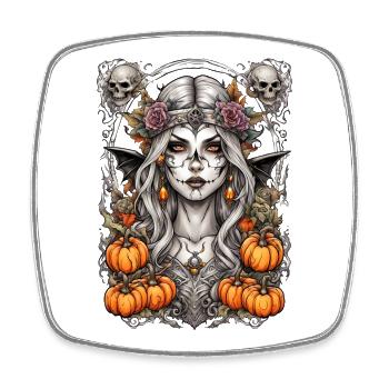 Moon Shadow Fairy with Pumpkins - Square fridge magnet - white - Front