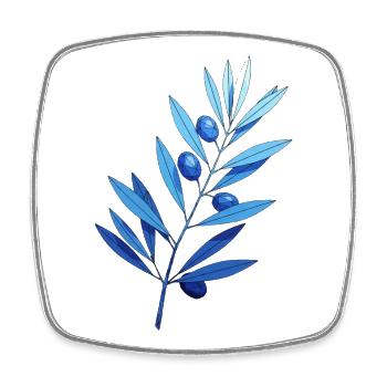 Branch | Blue leaf branches with blueberries - Square fridge magnet - white - Front
