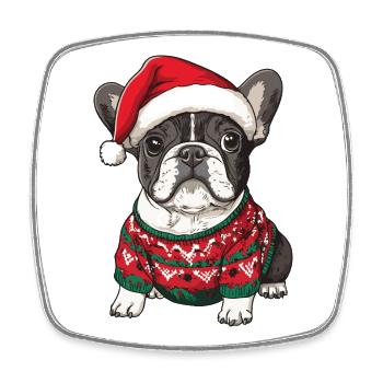 French Buldog Dog Christmas - Square fridge magnet - white - Front