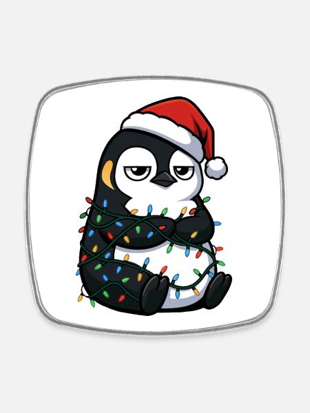 Mürrischer Pinguin Weihnachten Clumsy Santa Verhed - Magnet carré - blanc