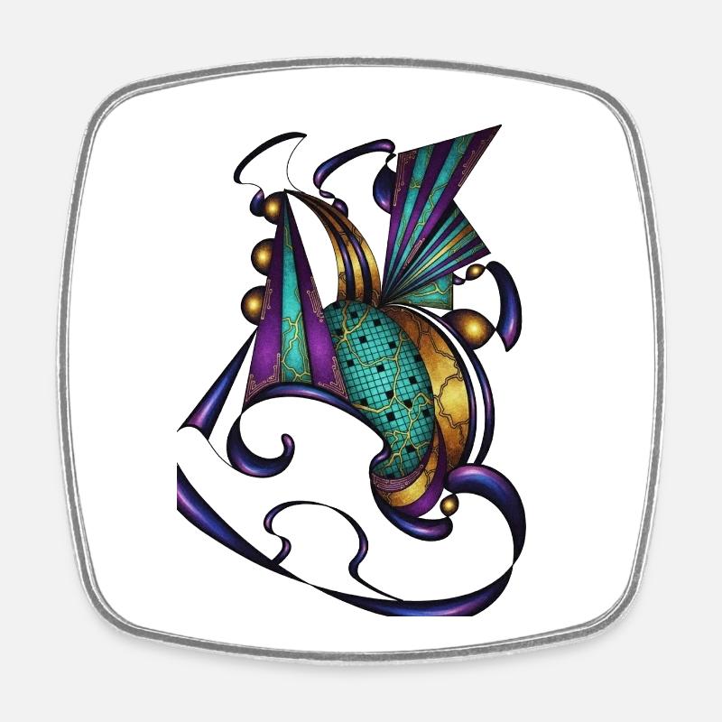 Turquoise Purple Ornamentation - Square fridge magnet - white