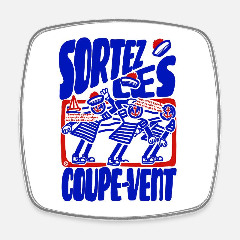 Sortez les coupe vent rétro bleu blanc rouge - Magnet carré - blanc