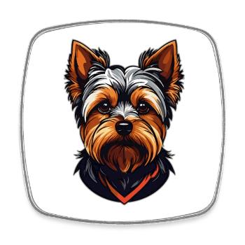 Yorkshire Terrier – Treuer kleiner Held - Viereckiger Kühlschrankmagnet - Weiß - Vorne
