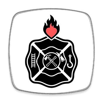 Feuerwehr Emblem | Florian-Kreuz mit Herz - Viereckiger Kühlschrankmagnet - Weiß - Vorne