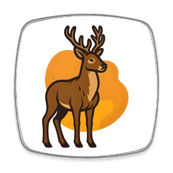 Deer in orange heart background - Square fridge magnet - white - Front