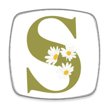 Green Daisies Letter - Square fridge magnet - white - Front
