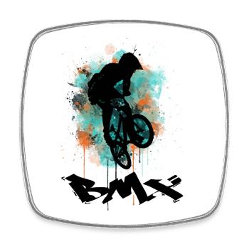 Vélo BMX - Magnet carré - blanc - Devant