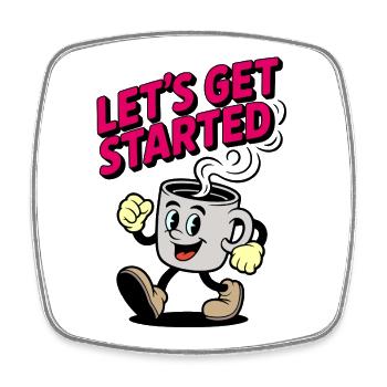 Coffee Kickstart Motif - Square fridge magnet - white - Front