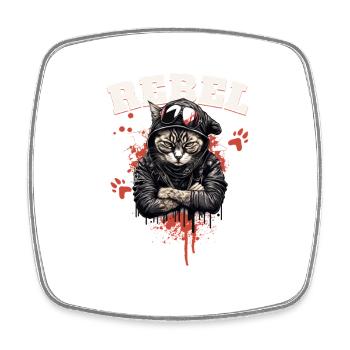 Rebel Cat - Magnet carré - blanc - Devant