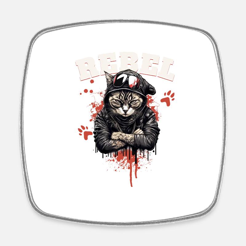 Rebel Cat - Magnet carré - blanc