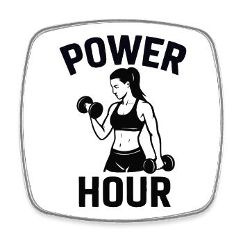 Icône de fitness Power Hour - Magnet carré - blanc - Devant