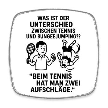 bungee tennis joke black humor - Square fridge magnet - white - Front