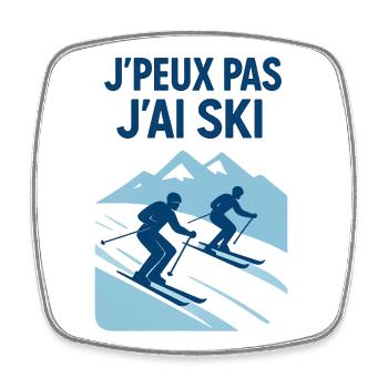 J'peux pas j'ai ski - Magnet carré - blanc - Devant