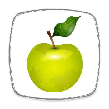 Leuchtend grüner Apfel mit Blatt – Food Art - Viereckiger Kühlschrankmagnet - Weiß - Vorne