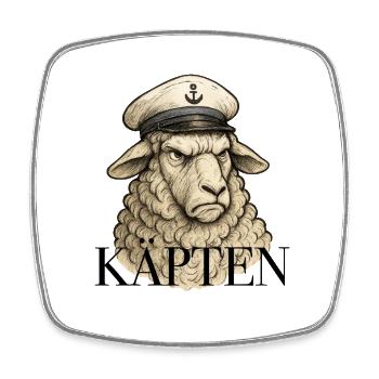 Motif de voile vintage Captain’s Sheep - Magnet carré - blanc - Devant