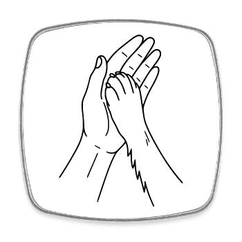 Dog Paw Hand - High Five - Dog Paw Dog - Magnet carré - blanc - Devant