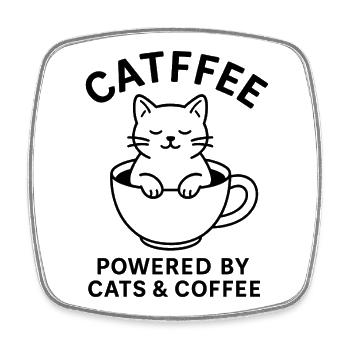 Cat in a coffee mug - Square fridge magnet - white - Front