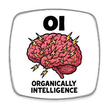 Organically Intelligent Brain - Square fridge magnet - white - Front