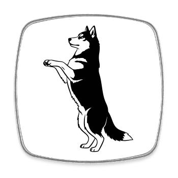 Stehender Hund Silhouette Vector - Viereckiger Kühlschrankmagnet - Weiß - Vorne
