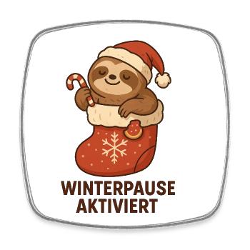 Winterpause Aktiviert Faultier - Viereckiger Kühlschrankmagnet - Weiß - Vorne