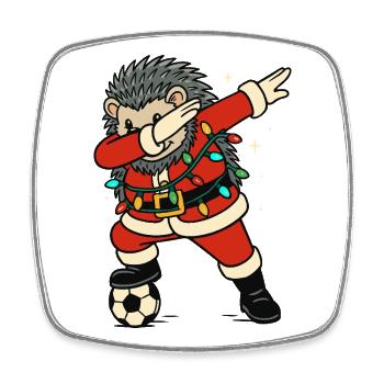 Dabbing Igel Weihnachtsmann Fußball Geschenk - Viereckiger Kühlschrankmagnet - Weiß - Vorne