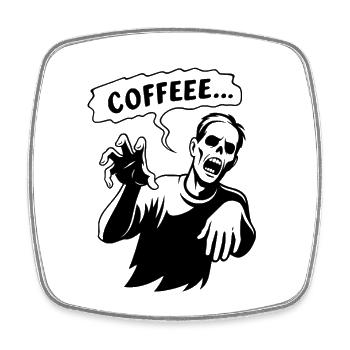 Kaffeezombie Café Zombie Kaffee Barista Humour - Magnet carré - blanc - Devant