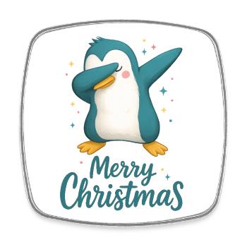 Dabbing Penguin Merry Christmas Design - Square fridge magnet - white - Front