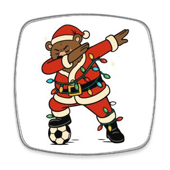 Dabbing Bear Santa Claus Football Cute - Square fridge magnet - white - Front