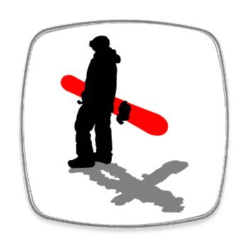Snowboard - Square fridge magnet - white - Front