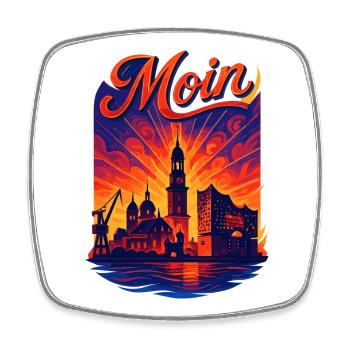 Hamburg Moin Stadt Silhouette Pracht Elbe Geschenk - Viereckiger Kühlschrankmagnet - Weiß - Vorne