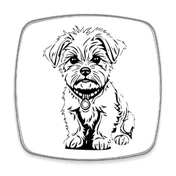 cute dog black - Square fridge magnet - white - Front