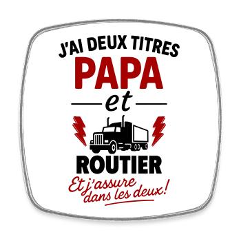 Geschenkidee für Vater und Lkw-Fahrer - Viereckiger Kühlschrankmagnet - Weiß - Vorne