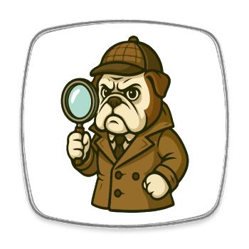 Détective Bouledogue au look classique de Sherlock - Magnet carré - blanc - Devant